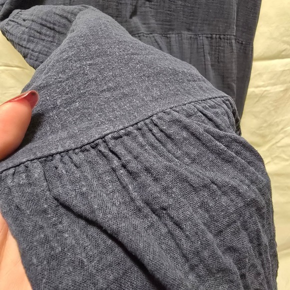 Quince Womens Navy Blue Organic Cotton Gauze Tiered Midi Dress Size Medium - Picture 9 of 9